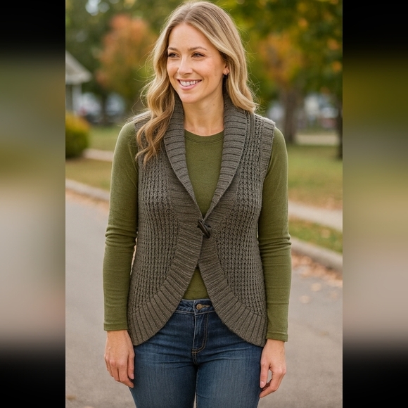 Maurices Chunky Knit Gray Sweater Vest- Size Large - Picture 1 of 3